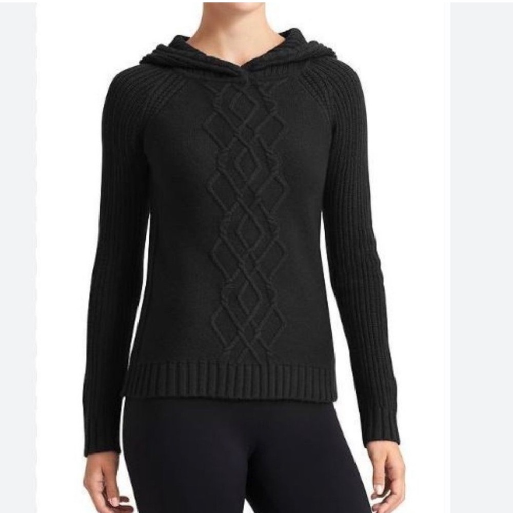 Athleta Merino Wool Cold Spell Black Hoodie | Size Medium